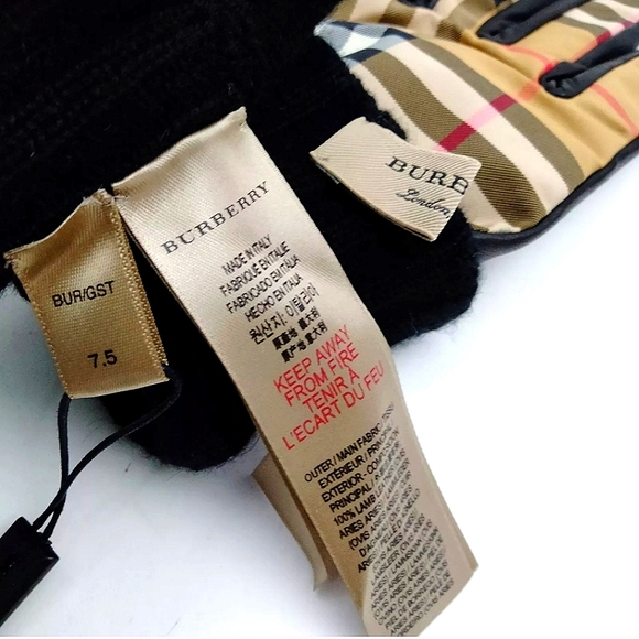 NWT BURBERRY NIVA CHECK LAMB LEATHER GLOVES - Picture 6 of 8